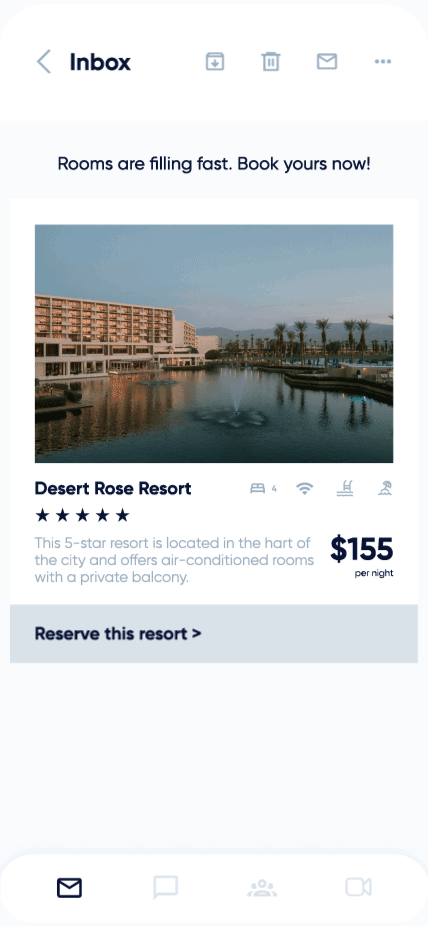 allow users to make a booking right within promotionak emails by amp for email